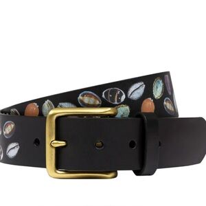 Denim Tears Men’s Shell Leather Belt with Gold Buckle S/M